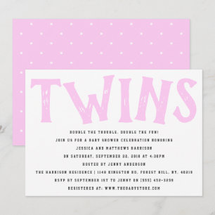 Moderne Typografie Twin Girls Babydusche Einladung