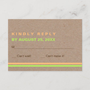 Moderne Typografie und Streifen rustikale Hochzeit RSVP Karte