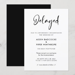Moderne Typografie verzögerte Hochzeitsankündigung Einladung