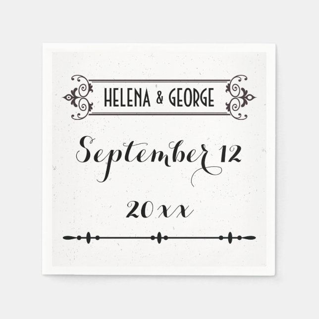 Moderne Typografie, Vintage Rahmenhochzeit Serviette (Vorderseite)