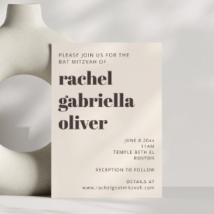 Moderne Typografie Warm Creme Braun Bar Mitzwa Einladung