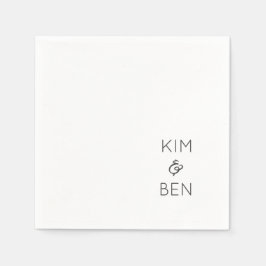 Moderne Typografie Wedding NAMES Schwarz-weiß Chic Serviette