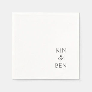 Moderne Typografie Wedding NAMES Schwarz-weiß Chic Serviette