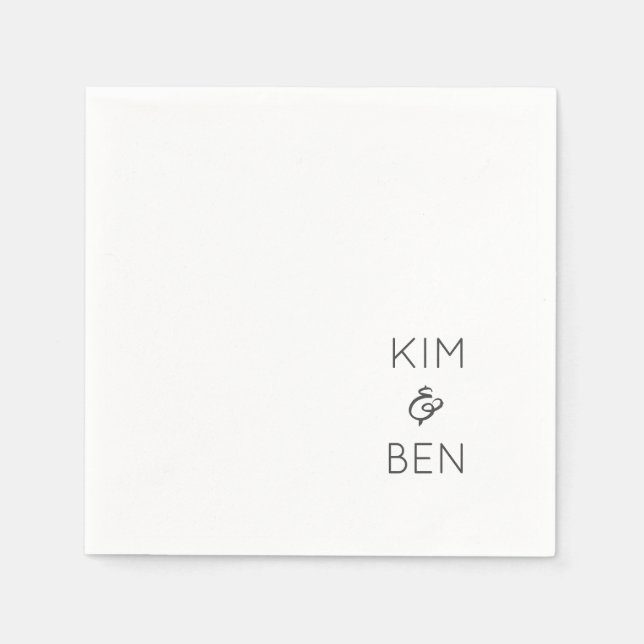 Moderne Typografie Wedding NAMES Schwarz-weiß Chic Serviette (Vorderseite)