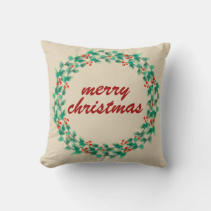 Moderne Typografie Weihnachten Berry Wreath Holida Kissen