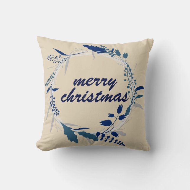 Moderne Typografie Weihnachten Berry Wreath Holida Kissen (Vorderseite)
