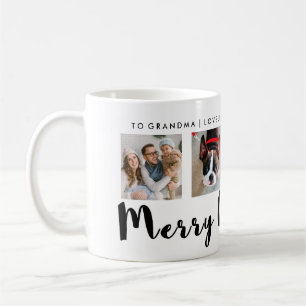 Moderne Typografie Weihnachten Vier Foto Grid Kaffeetasse