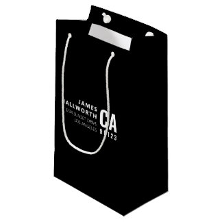 Moderne Typografie Weiß & Schwarz | Name & Adresse Kleine Geschenktüte