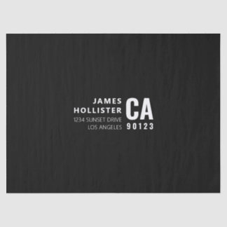Moderne Typografie Weiß & Schwarz | Name & Adresse Seidenpapier
