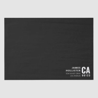 Moderne Typografie Weiß & Schwarz | Name & Adresse Seidenpapier
