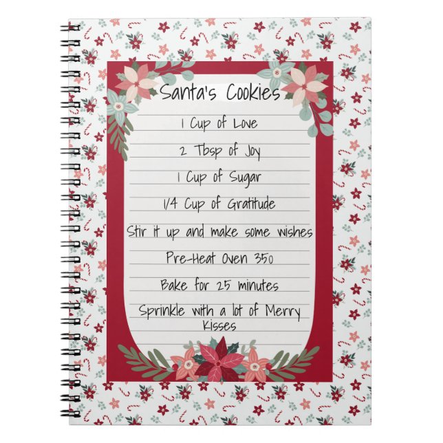 Moderne Typografie Whimsey Rezept Weihnachten Rot Notizblock (Vorderseite)