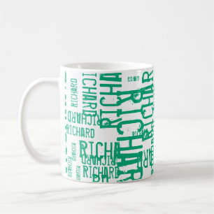 Moderne Typografie wiederholt grünblauen Namen Kaffeetasse