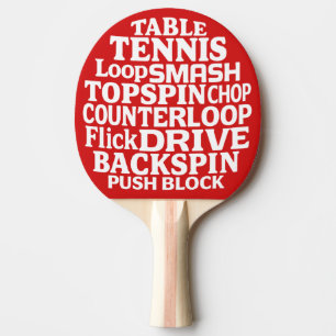 Moderne Typografie-Wortkunst Weißer Text Tischtennis Schläger