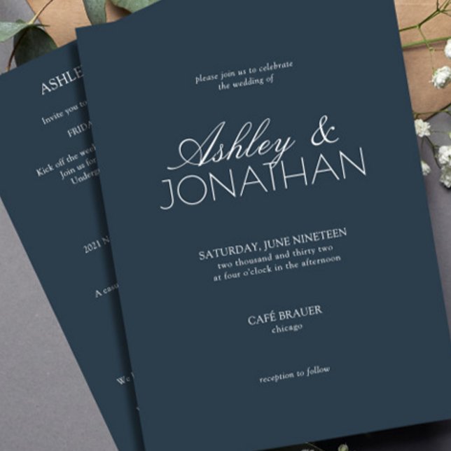 Moderne Typografie-zentrische All-in-One-Hochzeit Einladung (Von Creator hochgeladen)