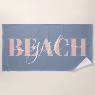 Moderne Typografieschrift blau rosa Strand Zitat Strandtuch