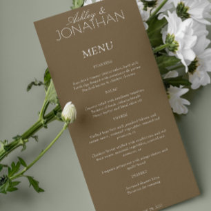 Moderne, typografisch zentrische Hochzeitsempfehlu Menükarte