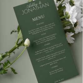 Moderne, typografisch zentrische Hochzeitsempfehlu Menükarte