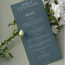 Moderne, typografisch zentrische Hochzeitsempfehlu Menükarte