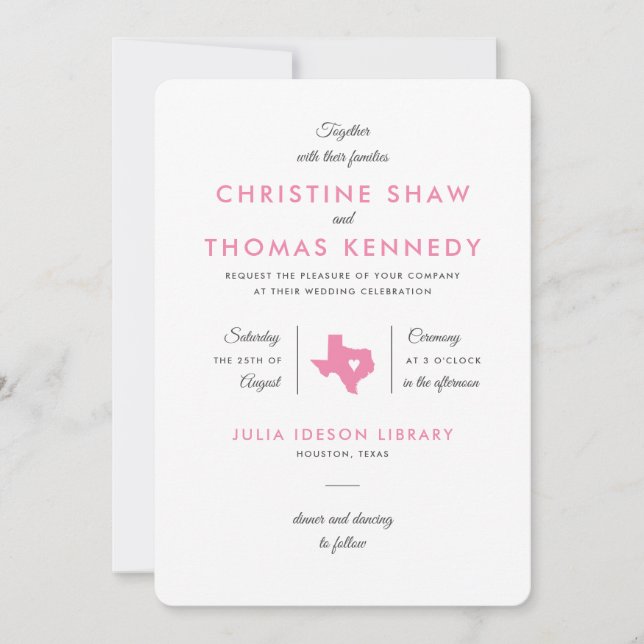 Moderne typografische Einladungen für Texas Weddin (Vorderseite)