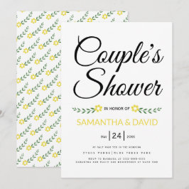 Moderne typografische gelbe Paare duschen Hochzeit Einladung