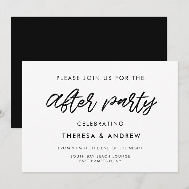 Moderne typografische Hochzeit nach dem Party Einladung (Vorne/Hinten)