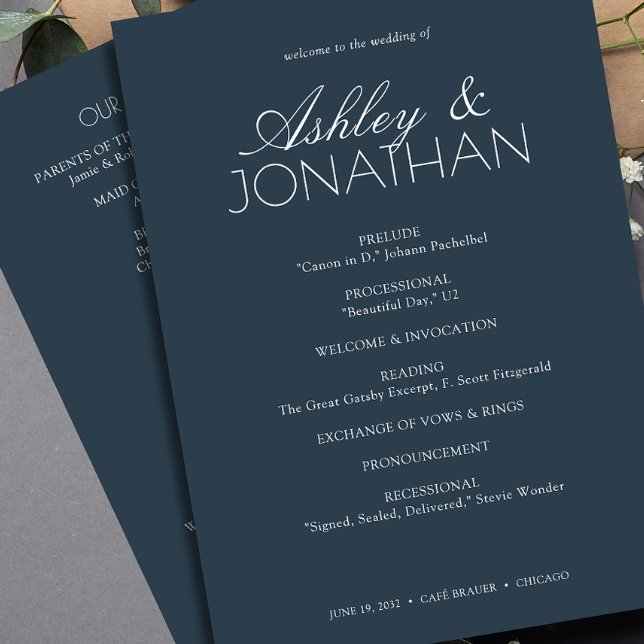 Moderne typografische Hochzeit Programm (Von Creator hochgeladen)