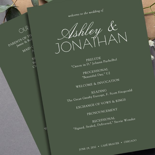 Moderne typografische Hochzeit Programm (Von Creator hochgeladen)