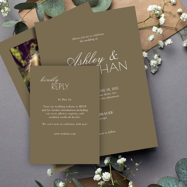 Moderne typografische Hochzeit RSVP Karte (Von Creator hochgeladen)