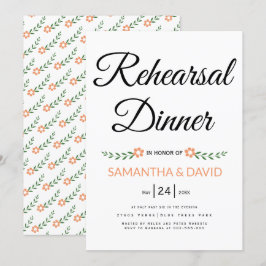 Moderne typografische Korallen Hochzeit Probe Aben Einladung
