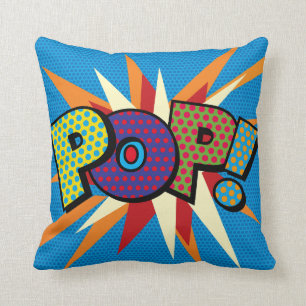 Moderne typografische Pop-Art-Comic Kissen