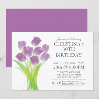 Moderne typografische Tulip-Blume Geburtstagsparty Einladung