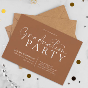 Moderne Typografy Graduation Party Orange Einladung