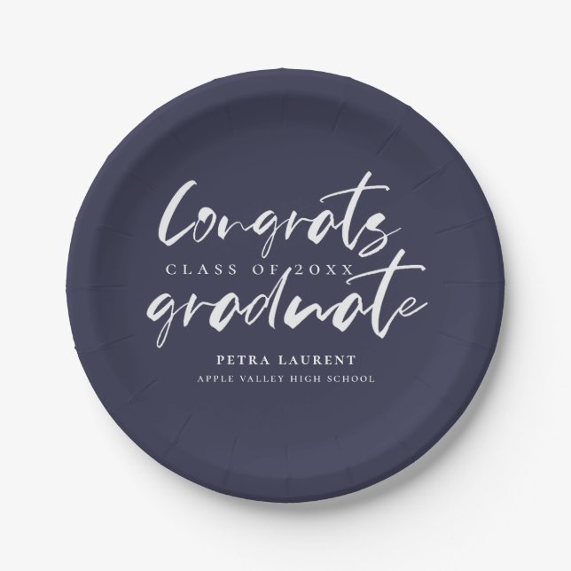 Moderne Typografy Graduation Party Pappteller (Vorderseite)