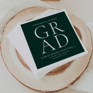 Moderne Typografy Green White Graduation Party Serviette