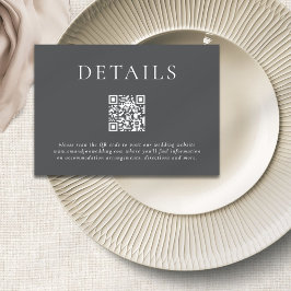 Moderne Typorgrafie QR Code Wedding Details Grau Begleitkarte