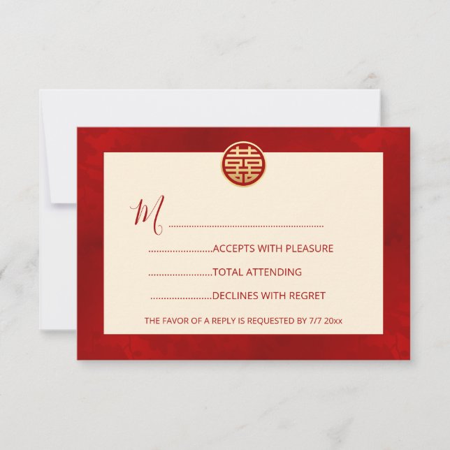 Moderne UAWG Chinesische Hochzeit RSVP Karte (Vorderseite)