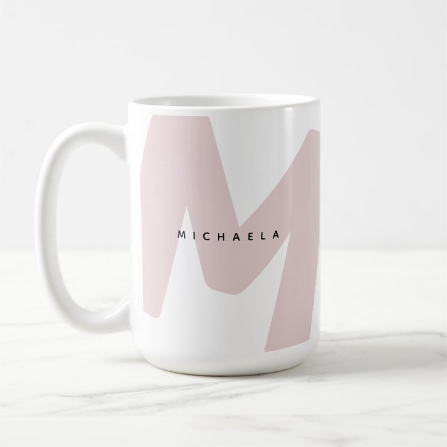 Moderne übergroße monogrammierte Initiale & Name Kaffeetasse (Links)
