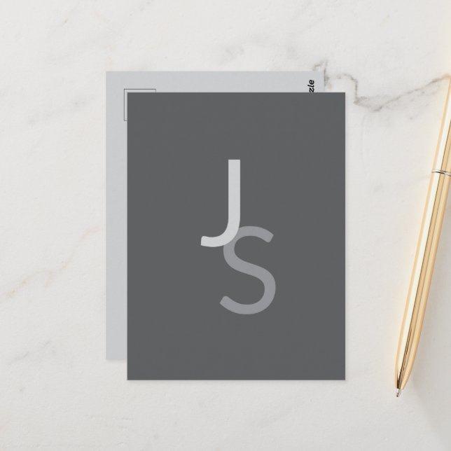 Moderne überlappende monogrammierte Initialen | Gr Postkarte (Vorderseite/Rückseite Beispiel)