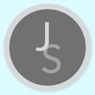 Moderne überlappende monogrammierte Initialen   Gr Runder Aufkleber