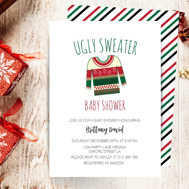 Moderne Ugly Sweater Weihnachtsdusche Einladung (Von Creator hochgeladen)