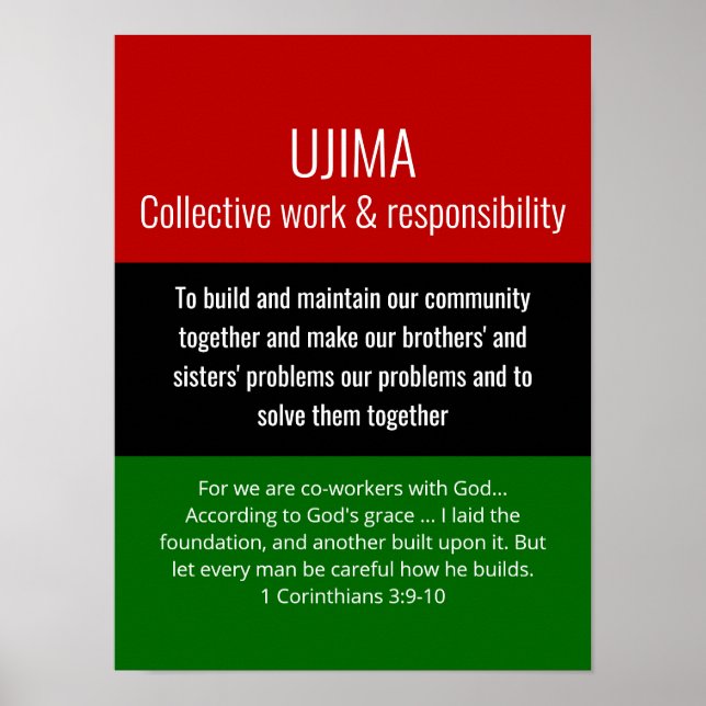 Moderne UJIMA Kollektivarbeit Christlich Kwanzaa Poster (Vorne)