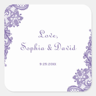 Moderne Ultra-Violet-Hochzeit Quadratischer Aufkleber