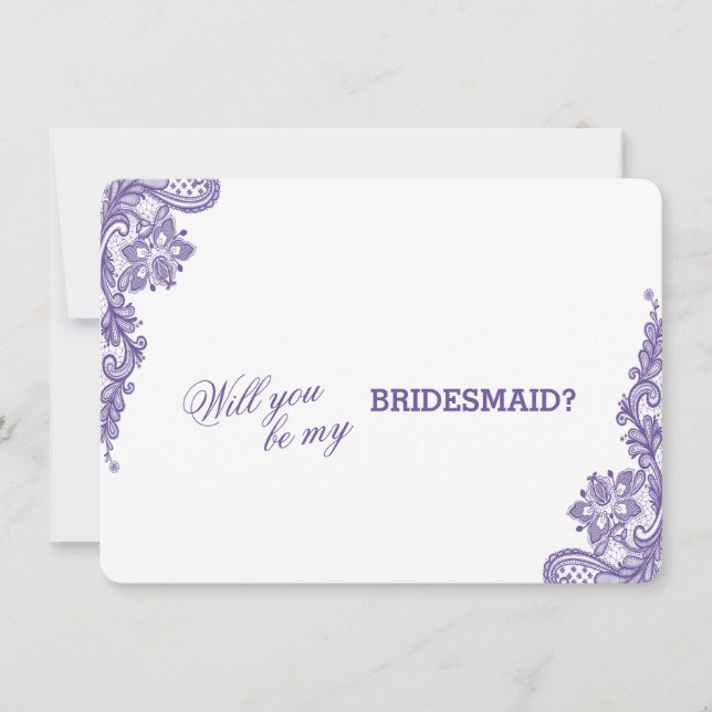 Moderne Ultra Violet Lace Wedding Bridesmaid Einladung (Vorderseite)