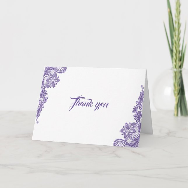 Moderne Ultra Violet Lace Wedding Vielen Dank Dankeskarte (Vorderseite)