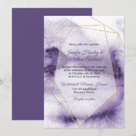 Moderne Ultra Violet Lila Gold Geometric Wedding Einladung