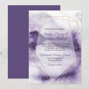 Moderne Ultra Violet Lila Gold Geometric Wedding Einladung