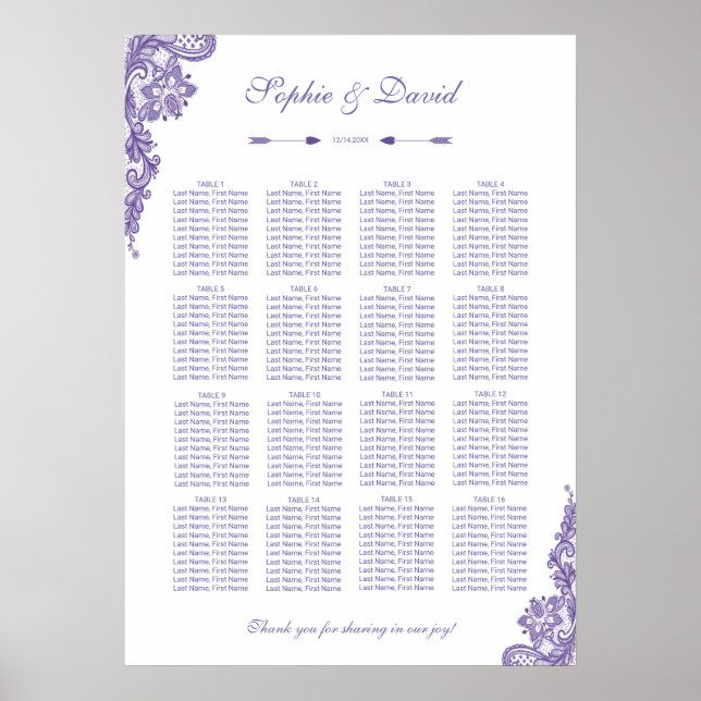 Moderne Ultra-Violet-Spitzen-Hochzeitskarte Poster (Vorne)
