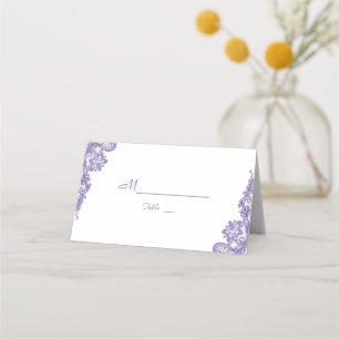 Moderne Ultra-Violet-Spitzen-Hochzeitsstimmung - T Platzkarte