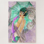 Moderne Umbrella Lady Puzzle Vintage Stilmalerei<br><div class="desc">Jigsaw Puzzle mit Mode Umbrella Lady Vintag Style - Art Painting Retro Modern Woman Collection von MIGNED - oder wählen / Fügen Sie Ihre einzigartige Text / Name / Farbe - Make Your Special Puzzle Geschenk - Größe und verschieben oder entfernen und fügen Sie Elemente / Text mit Anpassungstool! Malerei...</div>