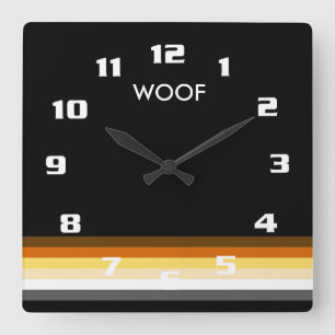 Moderne und coole Gay-Bear-Pride-Flagge WOOF Quadratische Wanduhr